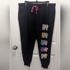 MTV women's XXXL black sweat pants with pink drawstring